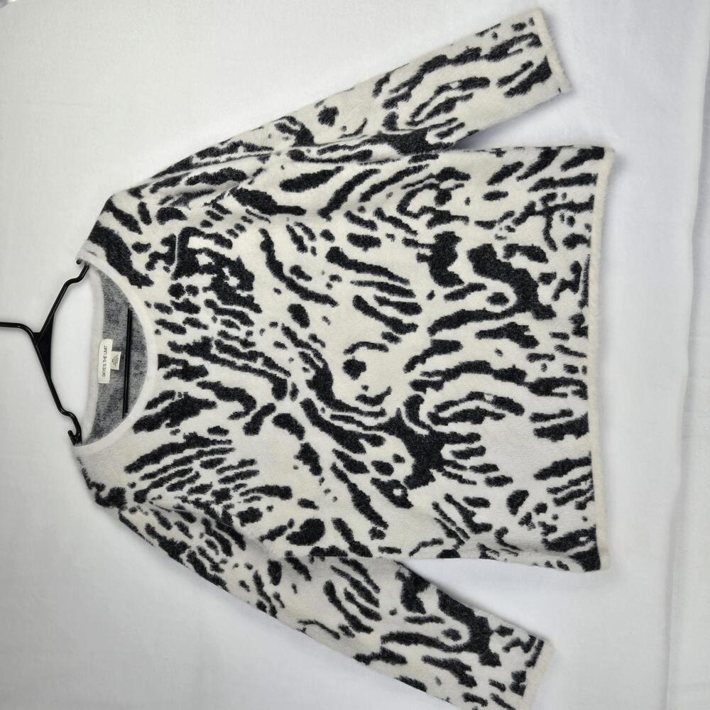 Skye's The Animal Abstract Print Super Soft Sweater Black White Size XL